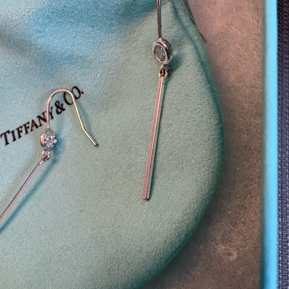 Tiffany & Co. Silver and diamond chip Bar Earrings